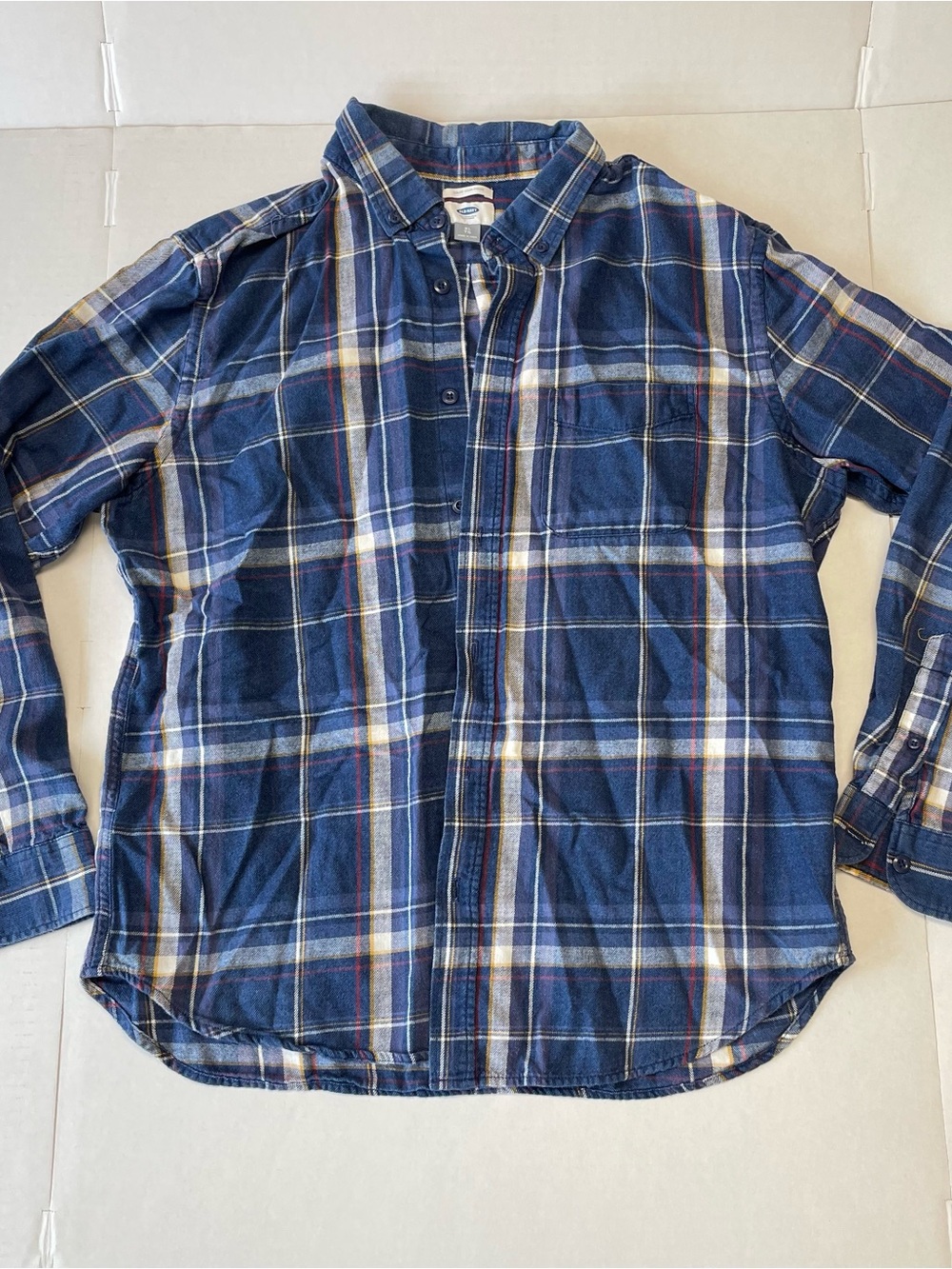 Old Navy Men’s XL Slim Fit Blue Plaid Button Down Long Sleeve Western Fall Rodeo